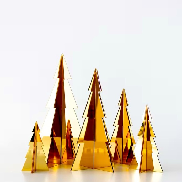 NIB: Set of 5 Metallic Gold Acrylic Table Top Trees - Picture 1 of 2